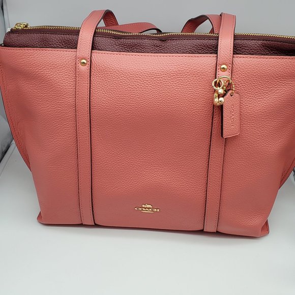Coach May Tote Bright Coral Purse Handbag